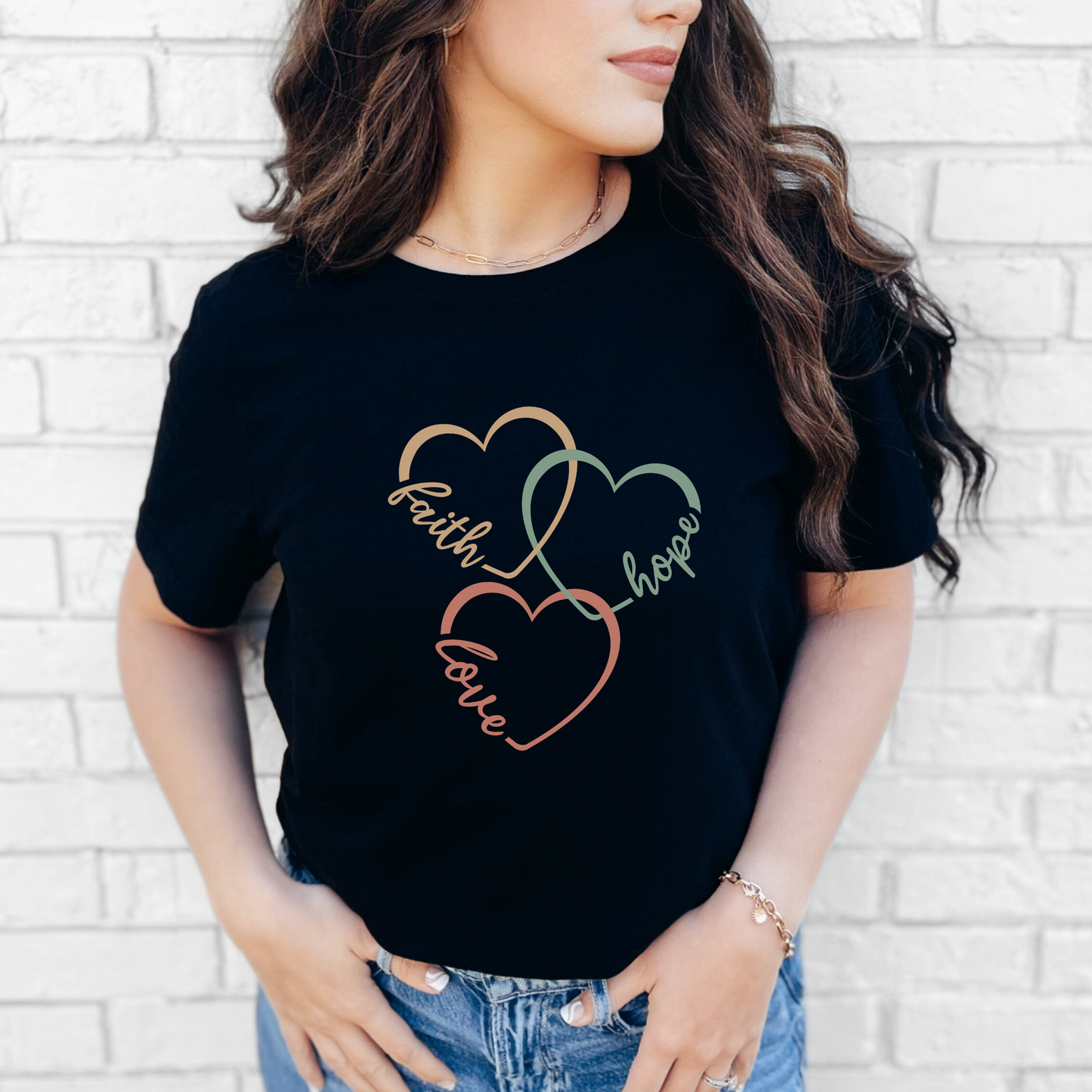 Faith Hope Love Hearts Graphic Tee